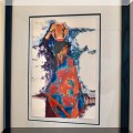 A25. Amado Maurilio Pena monotype on handmade paper. Native American with traditional pottery. 16”h x 11”w 